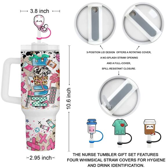 Nurse Tumbler 40 Oz Stainless Steel Travel Mug “ Nurse Gifts For Women Nurse Gif - Picture 6 of 16